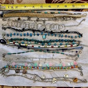 18 ANKLE BRACELETS. PRICE IS FOR ALL.